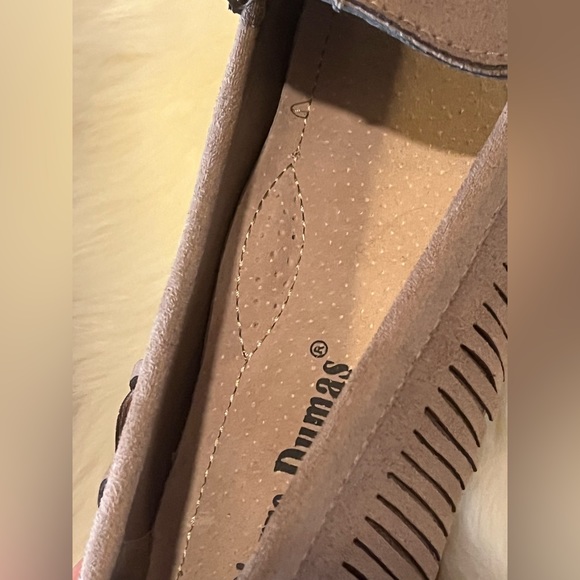 Pierre Dumas - Taupe Tan Fringe Suede Moccassins Loafers Flats Slide On Shoes - Picture 6 of 11